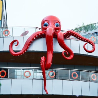 Large Fiberglass Octopus Sculpture – Rooftop Landscape Feature & Photo Spot