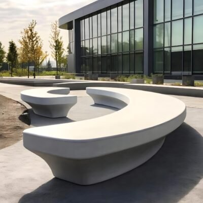 1 GRC / GFRC Organic Curved C‑Shaped Bench Set