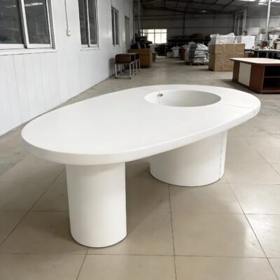 4 Modern Fiberglass Oval Meeting Table Furniture For Lobby Mall
