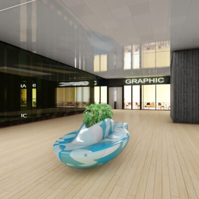 主图3 Spaceship‑Shaped Fiberglass Bench With Planter