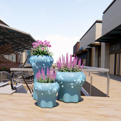 主图 (1) Ocean‑Theme Jellyfish FRP Decorative Planter Set