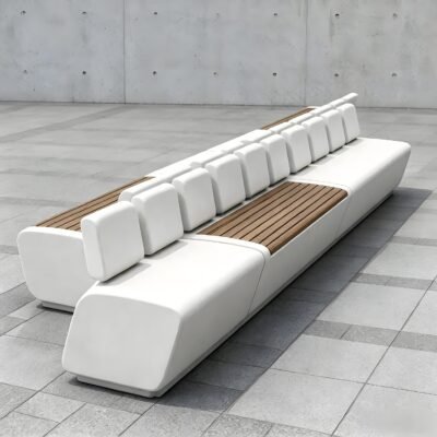 GRC / GFRC Modular Bench Block‑Backrest Wood Slat