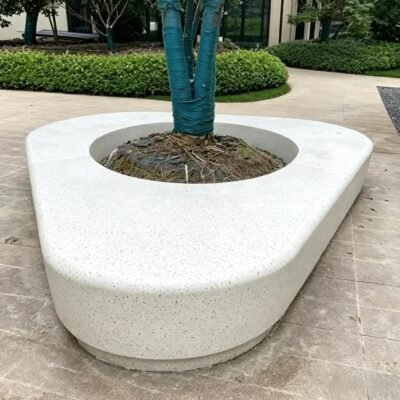 3 Teardrop‑Style Integrated Terrazzo Tree Pit Bench for Residential Plaza