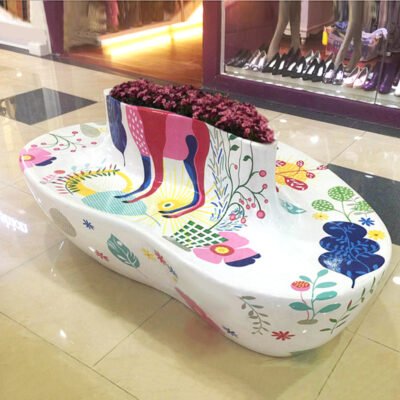 Printed FRP Bench With Integrated Flower Planter