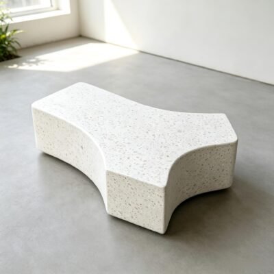458e61b6dfe12746c12e5f09fea98355 Modular Curved Terrazzo Bench, Irregular Interlocking Outdoor Seat