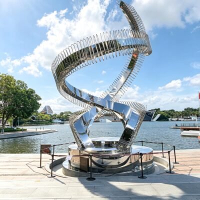 7d7ad7df6aea02ef5ce6c376d9627643 Large Spiral Stainless Steel Sculpture