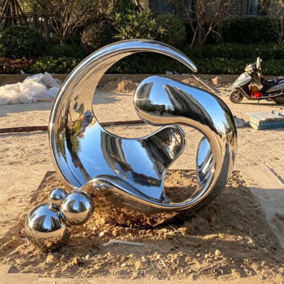 1 (1) Abstract Ring Stainless Steel Sculpture
