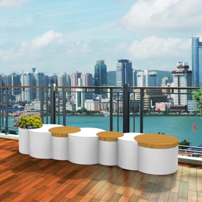 Modular Cylinder Fiberglass Bench With Planter