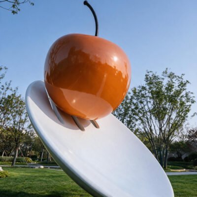 1 Giant Fiberglass Spoon & Apple Sculpture