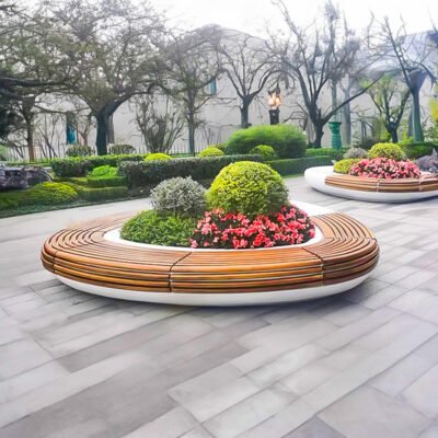 Commercial Fiberglass Landscape Planter Bench