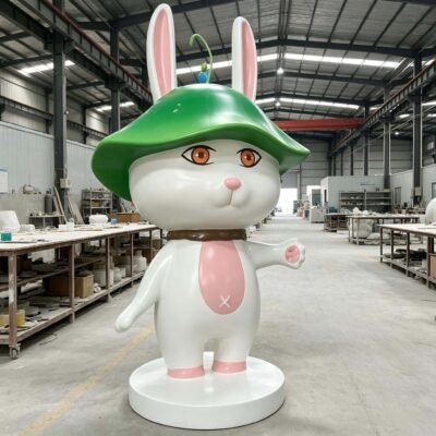 Custom Fiberglass Cartoon Rabbit IP Mascot Sculpture
