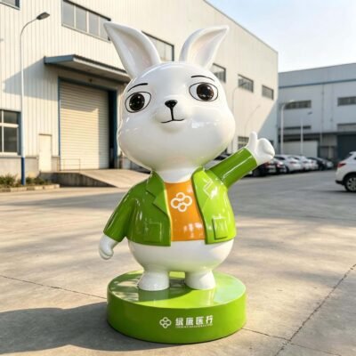 1 Custom Fiberglass Cartoon Rabbit Mascot Sculpture