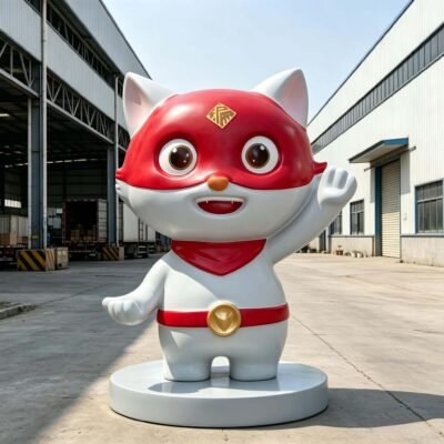 Custom Fiberglass Cartoon Cat Mascot Sculpture