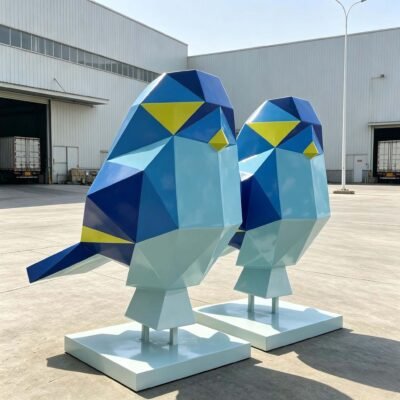 Fiberglass Geometric Polygon Bird Sculpture